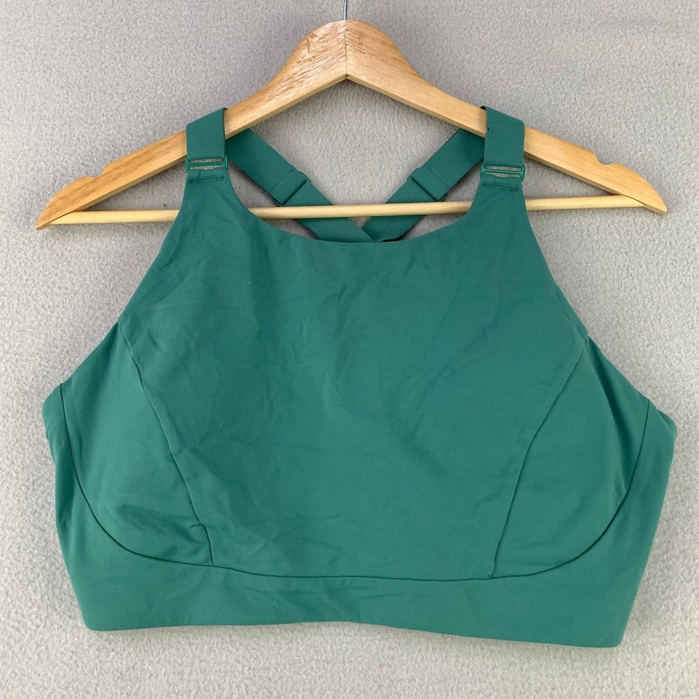 prAna Chakara Support Sports Bra Womens XL Green High Neck Racerback Athleisure
